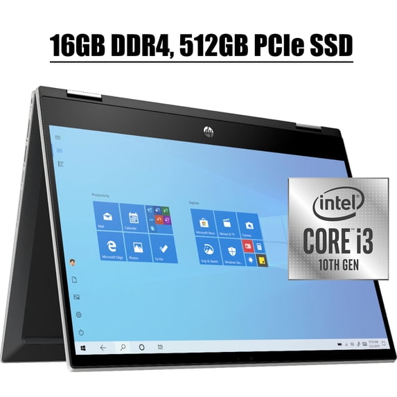 2020 Premium HP Pavilion X360 2 in 1 Laptop Computer 14" HD Touchscreen WLED 10th Gen Intel Core i3-1005G1 16GB DDR4 512GB PCIe SSD B&O WiFi HD Webcam USB-C HDMI Win 10