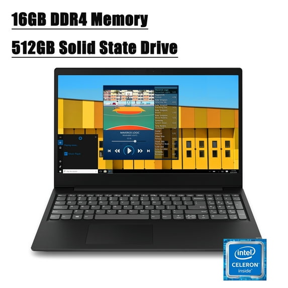 2020 Premium Lenovo Ideapad S145 15IWL Business Laptop I 15.6 inch HD Anti-Glare Display I Intel Celeron Dual-Core 4205U I 16GB DDR4 512GB SSD I 802.11ac Bluetooth 4.1 Dolby Audio HDMI Win 10 (Black)