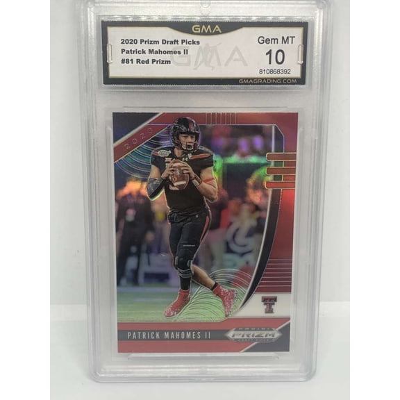 2020 Prizm Draft Picks Red #81 Patrick Mahomes II Texas Tech Raiders GMA 10 Panini Trading Card
