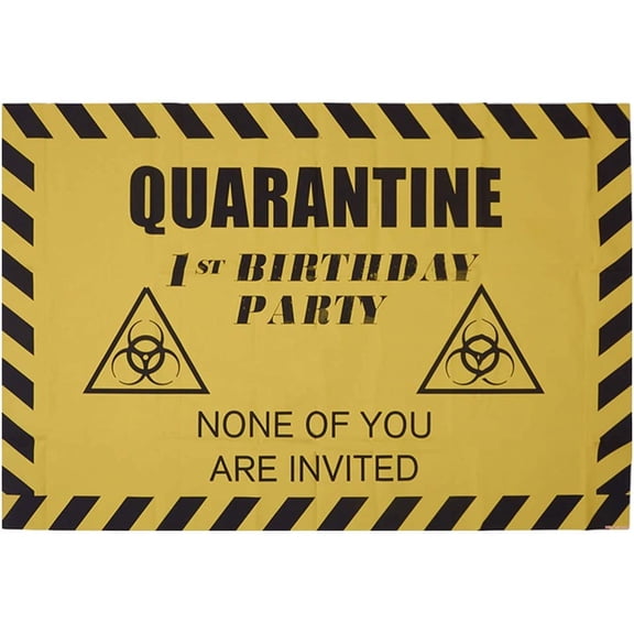 2020 Quarantine Birthday Decorations Vinyl Photo Cloth Fabric for DIY Quarantine Birthday Party Yellow 120x80cm