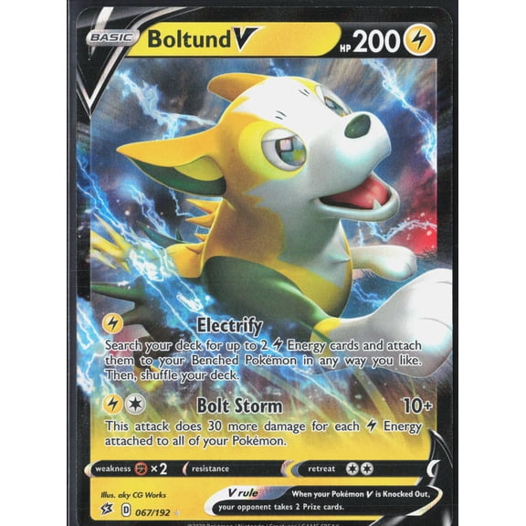 2020 Rebel Clash Boltund V Holo Rare Holo Full Art V #67/192