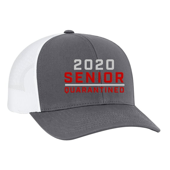 2020 Senior Quarantined Unisex Adult Trucker Hat, Charcoal/White