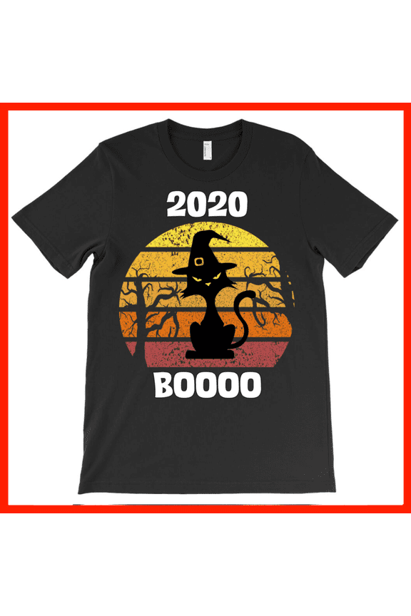 2020 Spooky Black Cat Witch Hat Retro Sunset Halloween BOOOO T-Shirt AH2100, Premium for Unisex - Extended Sizes Up to 5XL