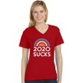 thumbnail image 1 of 2020 Sucks Shirt Funny Quarantine Graphic Rainbow V-Neck Fitted Women T-Shirt XX-Large Red, 1 of 3
