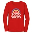thumbnail image 1 of 2020 Sucks Shirt Funny Quarantine Graphic Rainbow Women Long Sleeve T-Shirt Small Red, 1 of 4