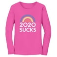 thumbnail image 1 of 2020 Sucks Shirt Funny Quarantine Graphic Rainbow Women Long Sleeve T-Shirt XX-Large Pink, 1 of 4