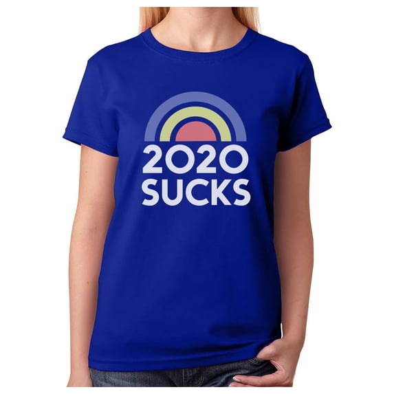 2020 Sucks Shirt Funny Quarantine Graphic Rainbow Women T-Shirt Medium Blue