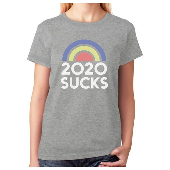 2020 Sucks Shirt Funny Quarantine Graphic Rainbow Women T-Shirt XX-Large Gray