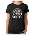 thumbnail image 1 of 2020 Sucks Shirt Funny Quarantine Graphic Rainbow Women T-Shirt XXX-Large Black, 1 of 6