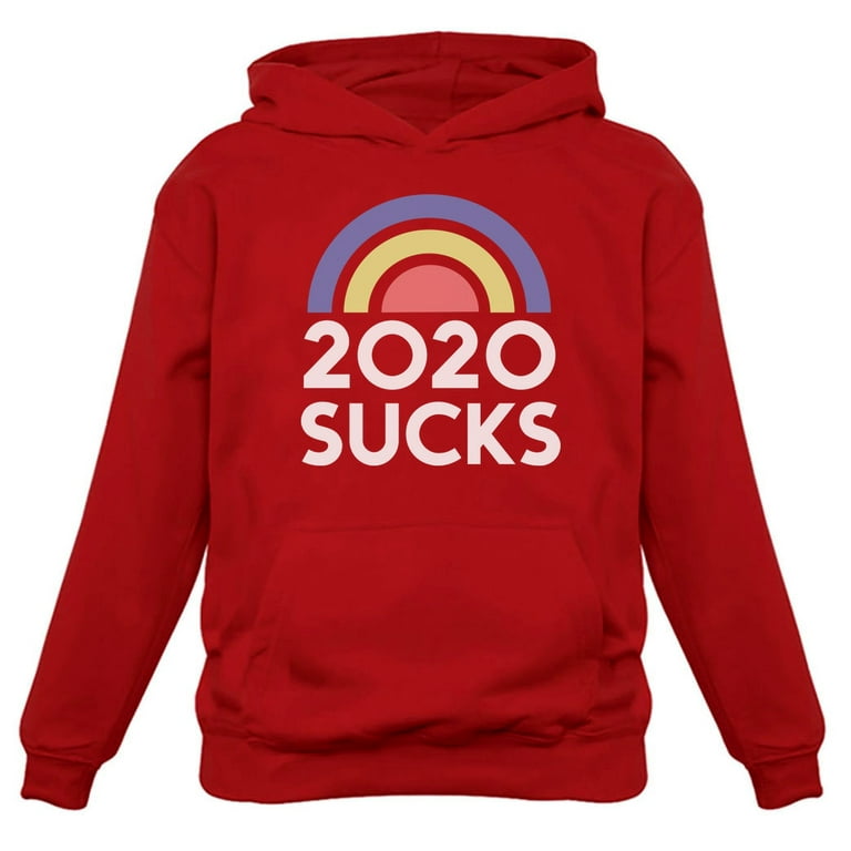 2020 Sucks Sweatshirt Funny Quarantine Graphic Rainbow Women Hoodie Small Red