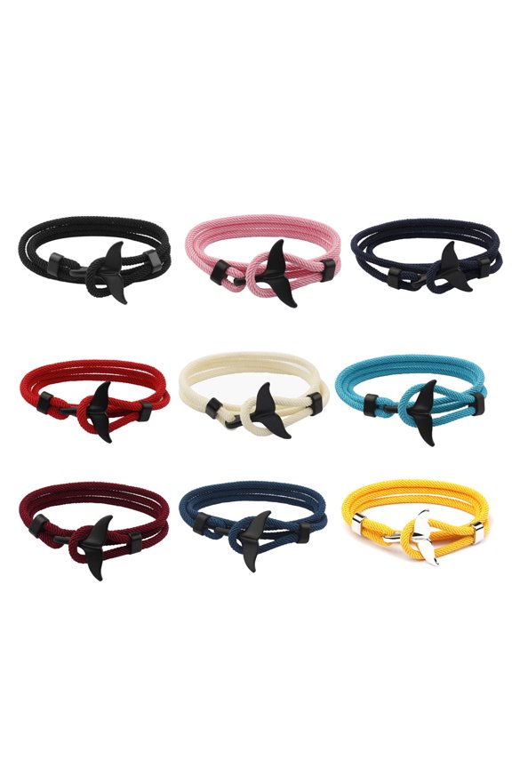 ✪ 2020 Summer Handmade Whale Tail Viking Rope String Bracelet Beach Surfing Paracord Wristband Fashion Jewelry Unisex