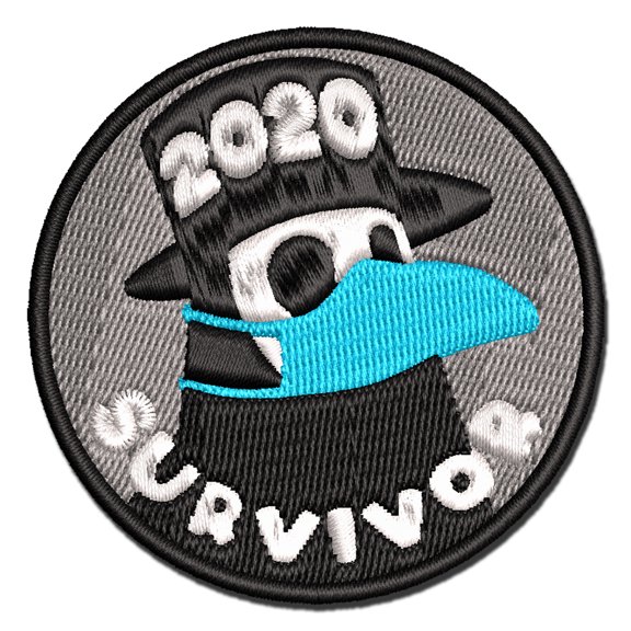 2020 Survivor Plague Mask Pandemic Applique Multi-Color Embroidered Iron-On Patch - 3.5 Inch Large