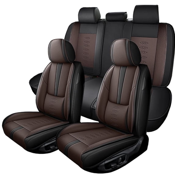 2020 for TOYOTA RAV4 Seat Cover, PU Leather 5 Seats Full Set With Lumbar Support Beautify Interior, Black and Brown Car Seat Covers, Protect Car Seats