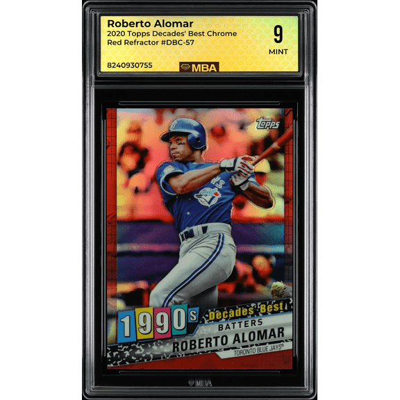 Graded 2020 Topps Decades Best Chrome Red Refractor Roberto Alomar DBC-57 Auto 3/10 MBA 9
