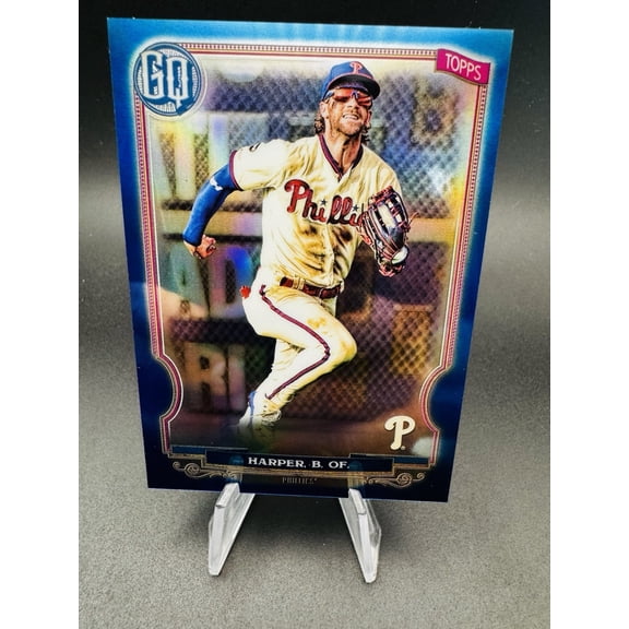 2020 Topps Gypsy Queen Bryce Harper #76 Blue Refractor Box Topper Phillies