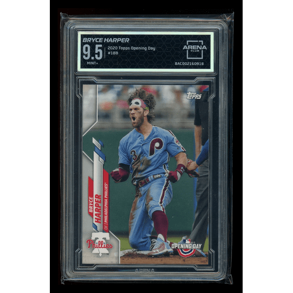 Graded 2020 Topps Opening Day #188 Bryce Harper Arena Club 9.5 Philadelphia Phillies Baseball Card