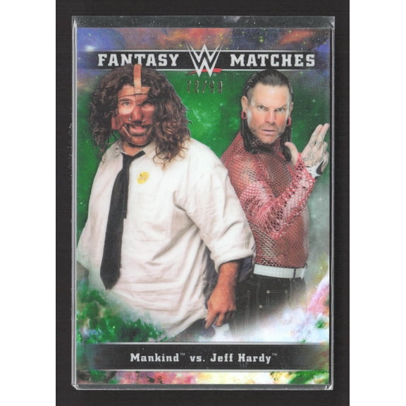 2020 Topps WWE Fully Loaded Fantasy Matches Mankind Jeff Hardy #FM-15 Green /99