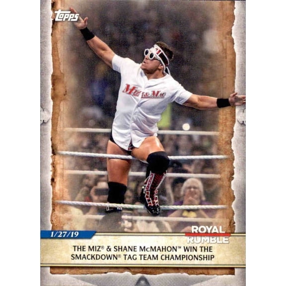 2020 Topps WWE Road to WrestleMania #83 The Miz Shane McMahon Win SmackDown Tag