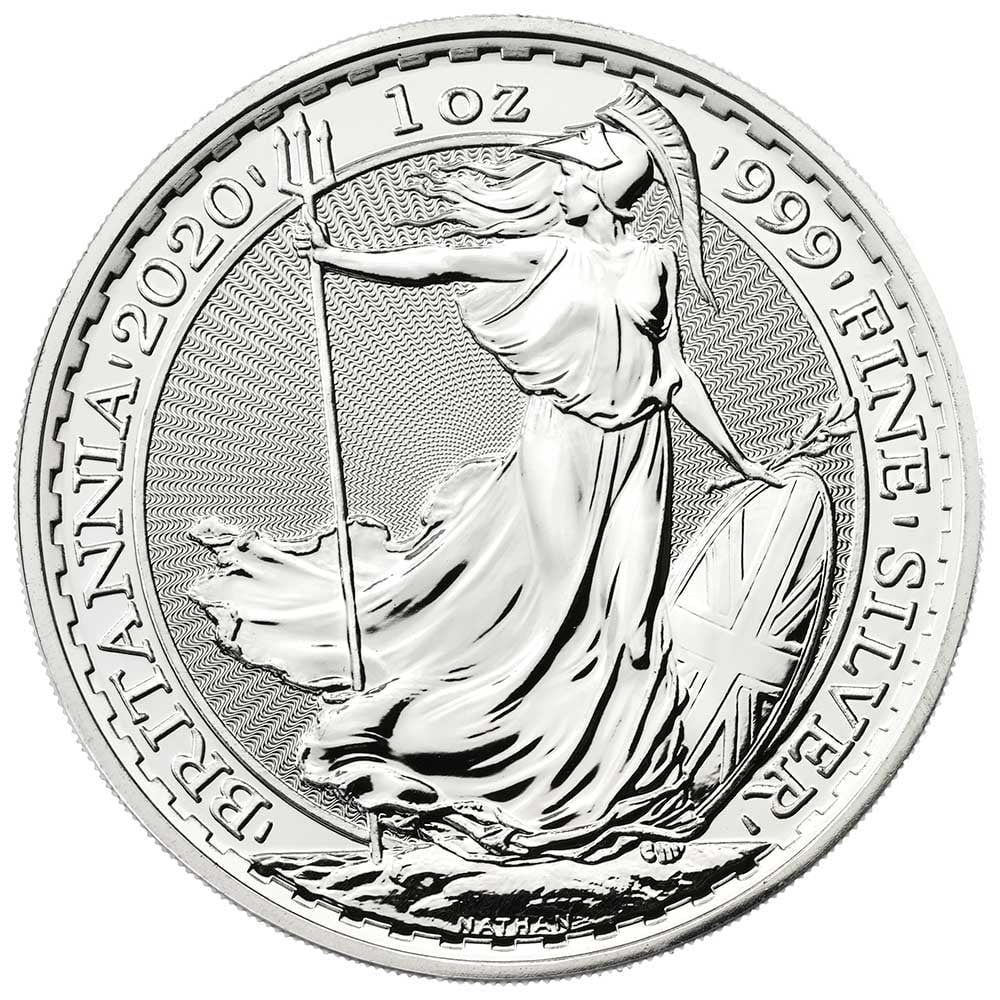 ROYAL BRITISH MINT 2020 U.K. 2 Pound Silver Britannia .999 1 oz Brilliant Uncirculated