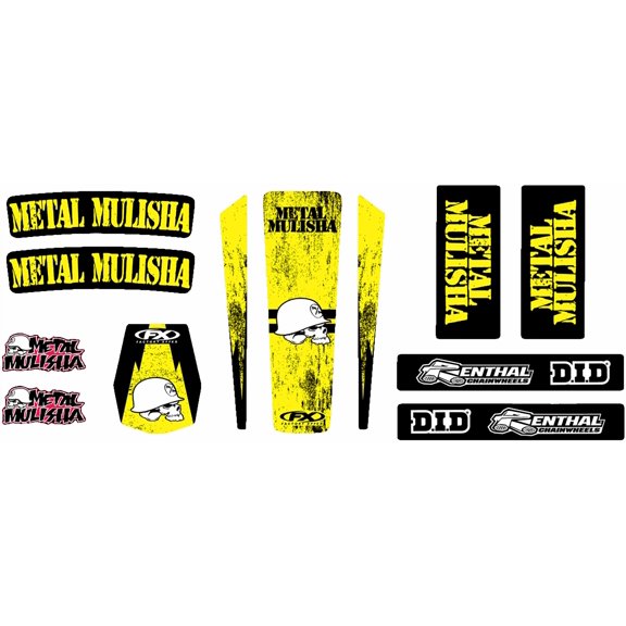 Factory Effex Metal Mulisha Universal Trim Kit Graphic Decals for Suzuki - Black/Yellow Vinyl (23-50460)
