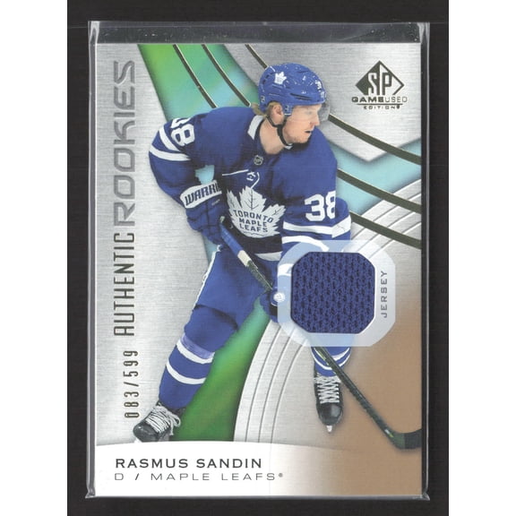 2020 Upper Deck SP Game Used Hockey Jersey 122 Rasmus Sandin Toronto Maple Leafs