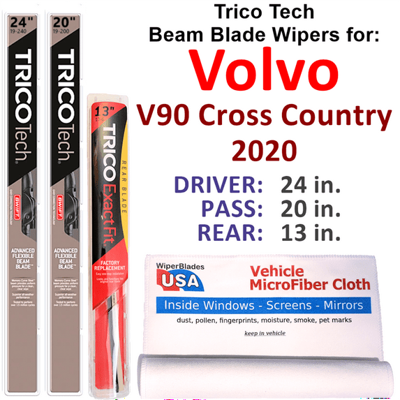 2020 Volvo V90 Cross Country Beam Blade Wipers (Set of 3) w/Rear Wiper