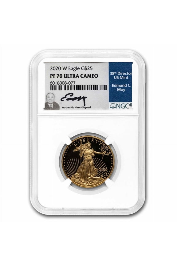 2020-W 1/2 oz Proof Gold Eagle PF-70 UCAM NGC (Moy Signed)