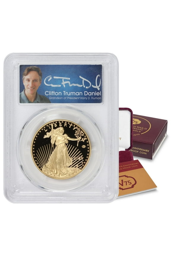 2020-W 1oz American Gold Eagle Proof Coin PR-70 Deep Cameo First Day of Issue v75 Privy Truman Label with Original Box and Certificate of Authenticity $50 PCGS PR70DCAM U.S. Mint
