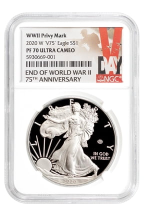 2020 W-Eagle S$1 Silver Eagle - v75 Privy First Strike Thomas D. Rogers Sr. Sig 'V75' NGC PF-70 UC