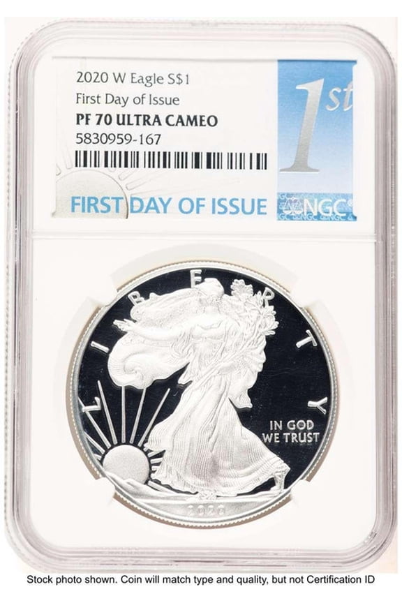2020-W S$1 American Silver Eagle Coin NGC MS70, First Day of Issue - HAT774100082