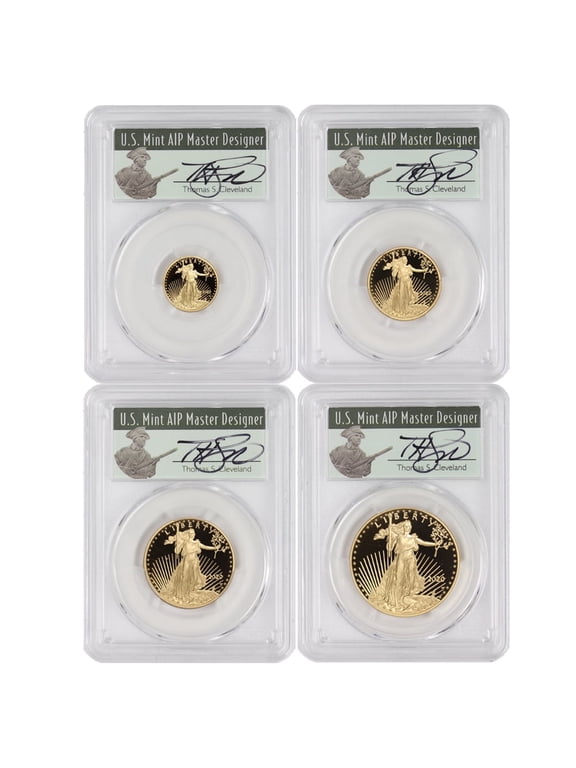 2020-W Set of 4 American Gold Eagle Proof Coins PCGS PR-70 Deep Cameo First Day of Issue Cleveland Label $50 $25 $10 $5 PCGS PR70DCAM U.S. Mint