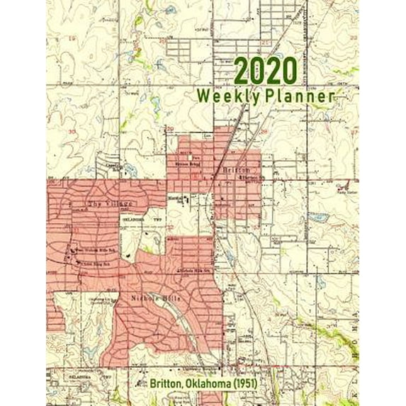2020 Weekly Planner: Britton, Oklahoma (1951): Vintage Topo Map Cover Paperback