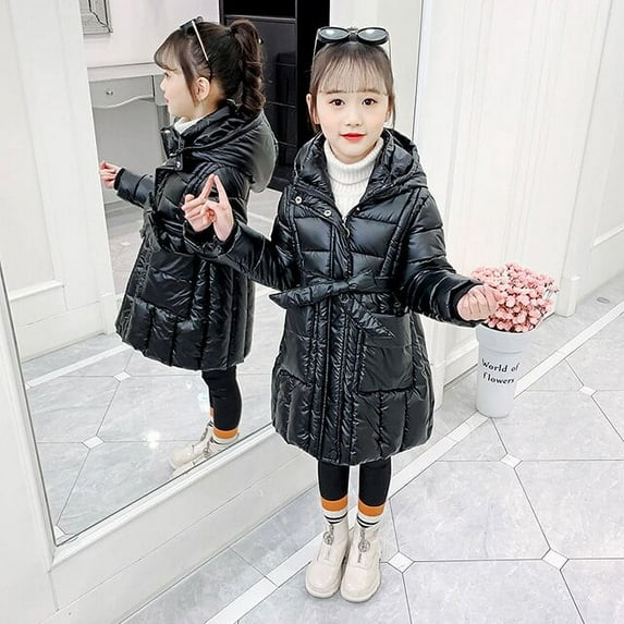 2020 Winter Girls Warm Coat Fahion Solid Thicking Long Baby Girl Jackets Parka Kids Outerwear Clothes for 3-12 Years old