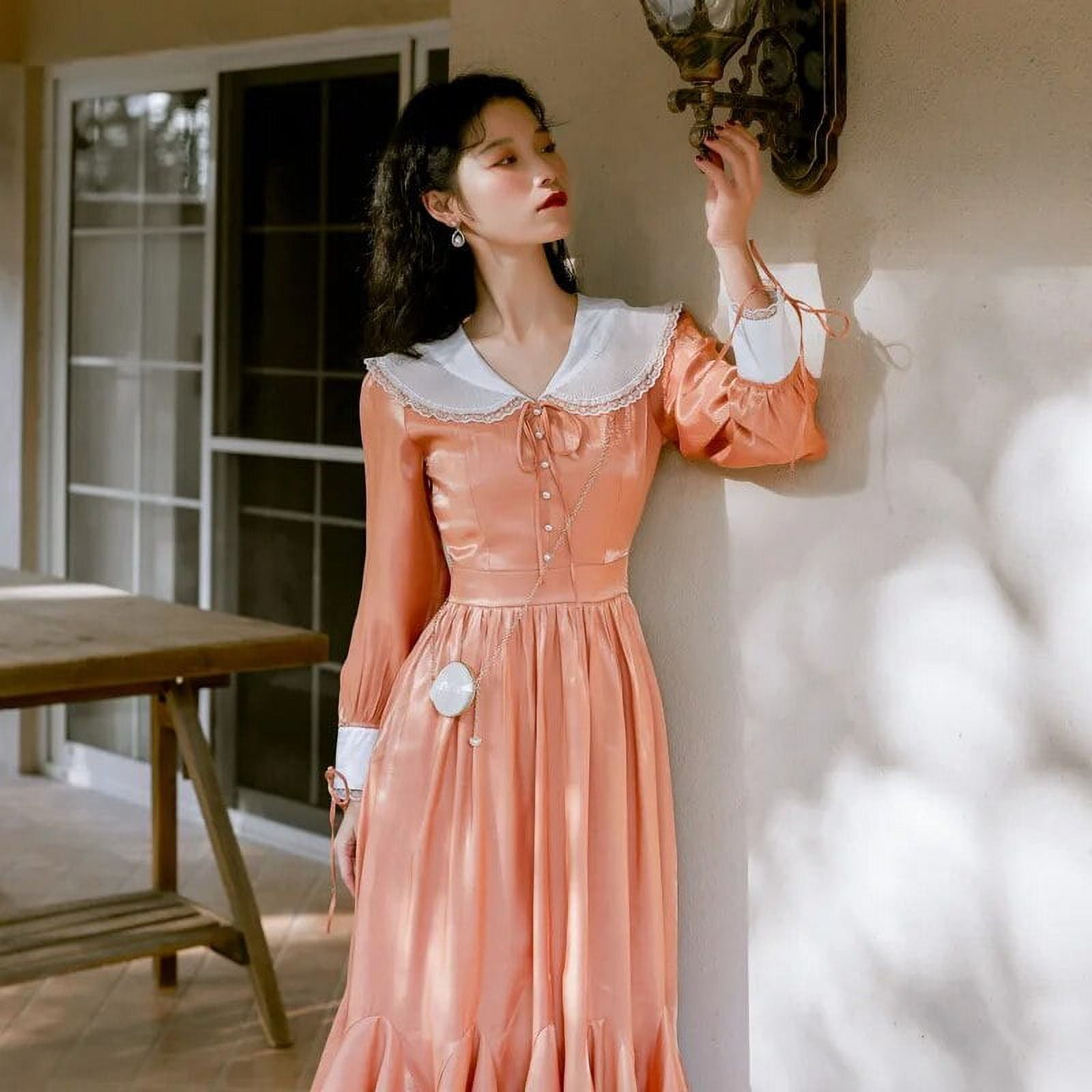 2020 new fashion women's clothing Peter pan Collar Vintage