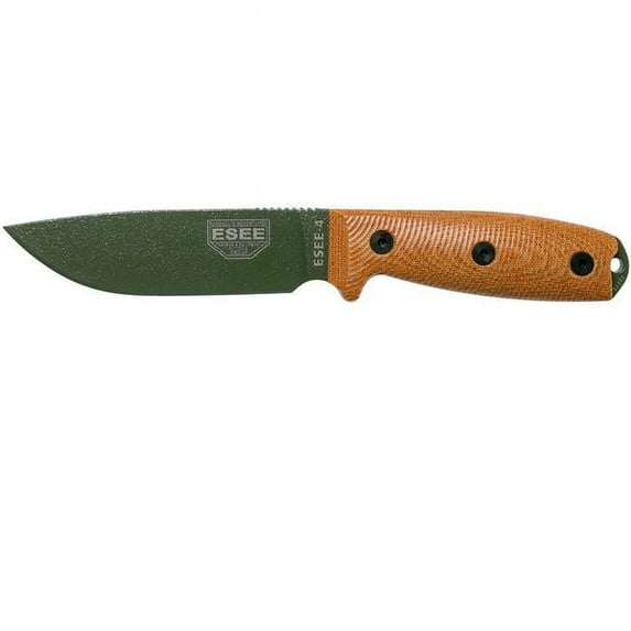 2020N 4 Natural Canvas Blade Micarta 3D Knife Handle with Black Sheath, OD Green