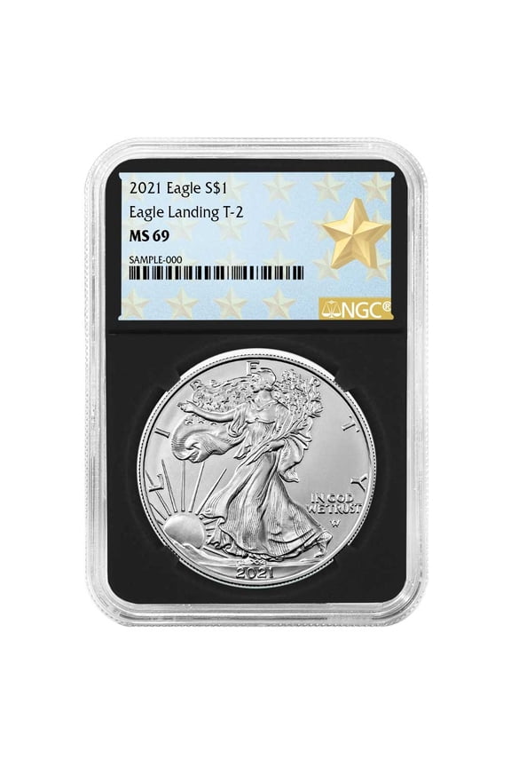2021 $1 1-oz T-2 American Silver Eagle NGC MS69 West Point Star Label Retro Core