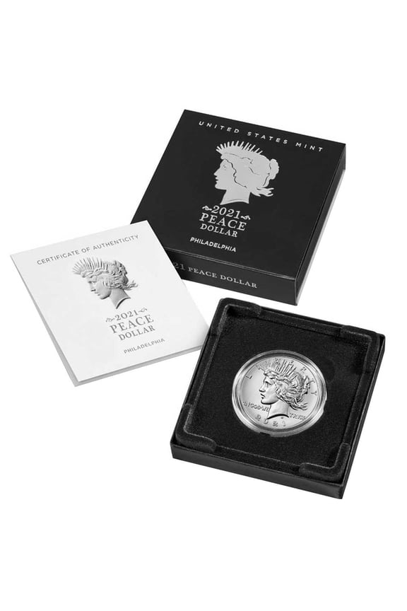 2021 $1 Peace Silver Dollar Box, OGP & COA