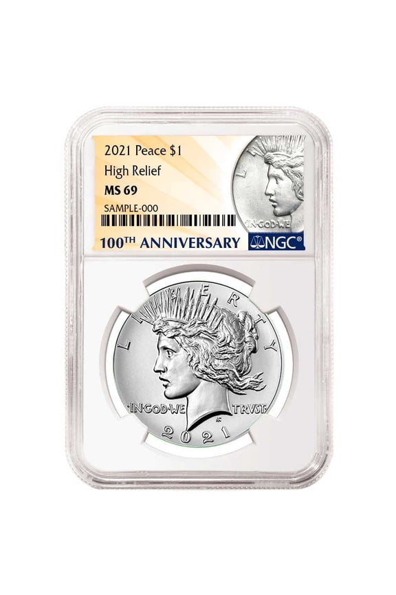 2021 $1 Peace Silver Dollar NGC MS69 100th Anni. Label