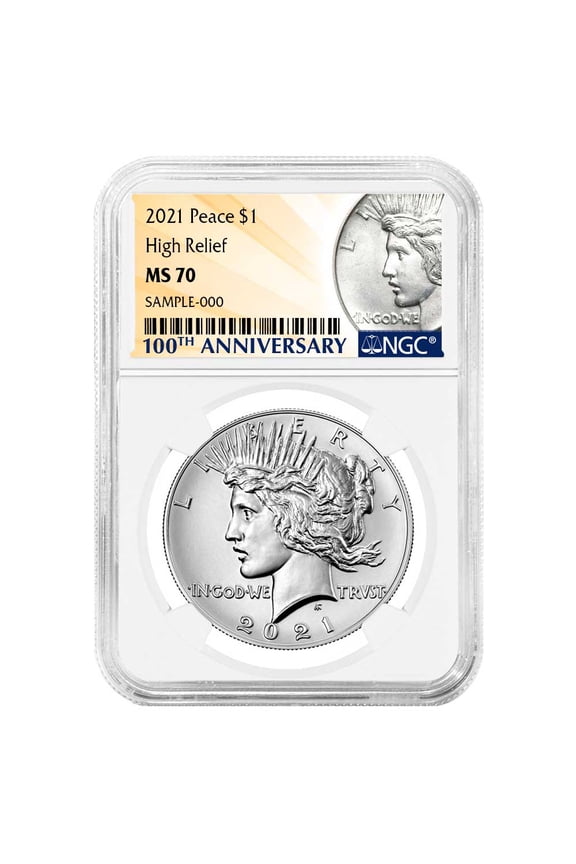 2021 $1 Peace Silver Dollar NGC MS70 100th Anni. Label