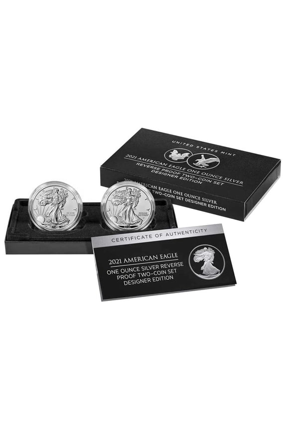 2021 $1 Reverse Proof American Silver Eagle Designer Edition 2pc Set, OGP