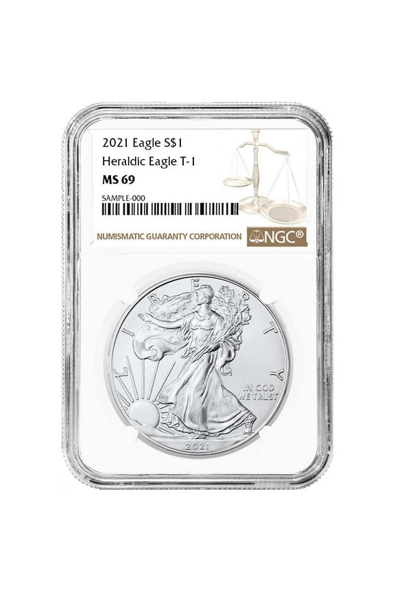 2021 $1 Type 1 American Silver Eagle NGC MS69 Brown Label