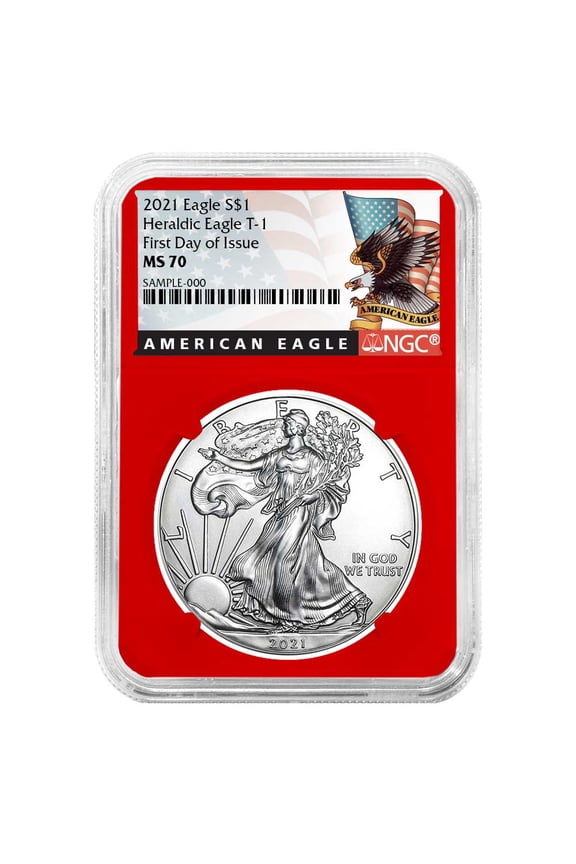 2021 $1 Type 1 American Silver Eagle NGC MS70 FDI Black Label Red Core