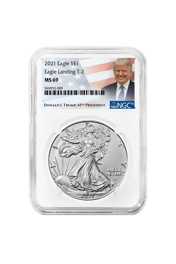 2021 $1 Type 2 American Silver Eagle NGC MS69 Trump Label
