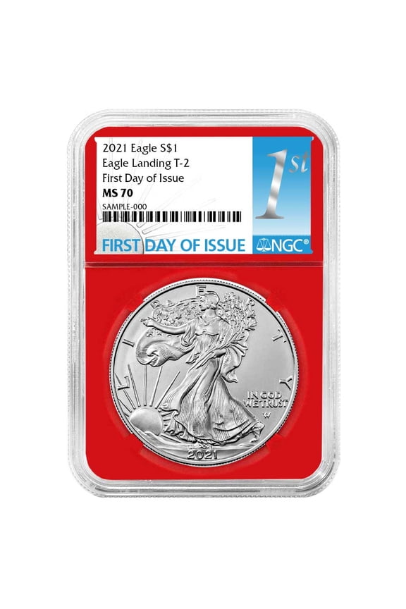 2021 $1 Type 2 American Silver Eagle NGC MS70 FDI First Label Red Core