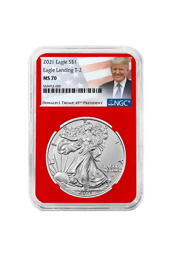 2021 $1 Type 2 American Silver Eagle NGC MS70 Trump Label Red Core