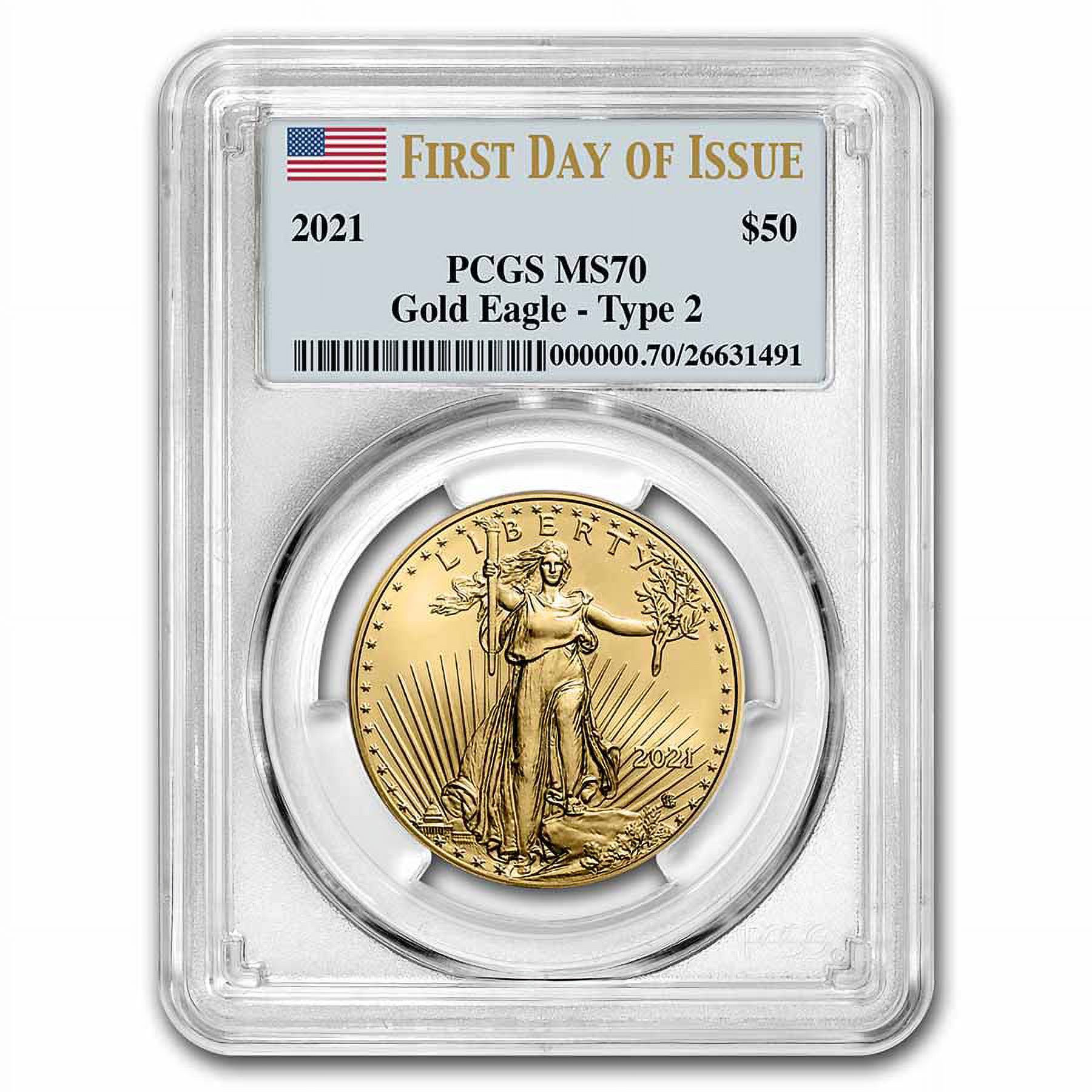 2021 1 oz American Gold Eagle (Type 2) MS-70 PCGS (FDI) - Walmart.com