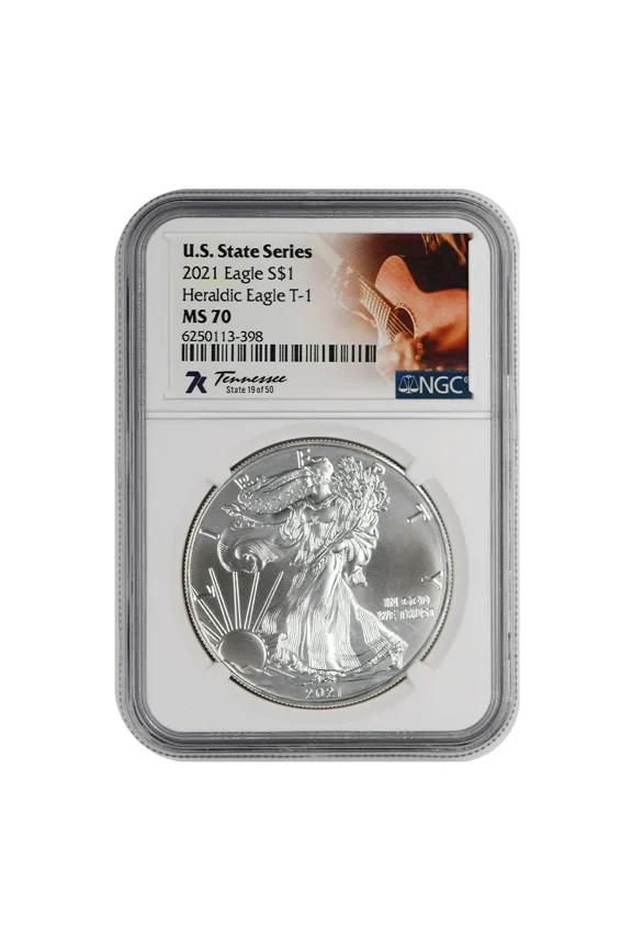 2021 1 oz American Silver Eagle NGC MS-70 U.S. State Series: Tennessee