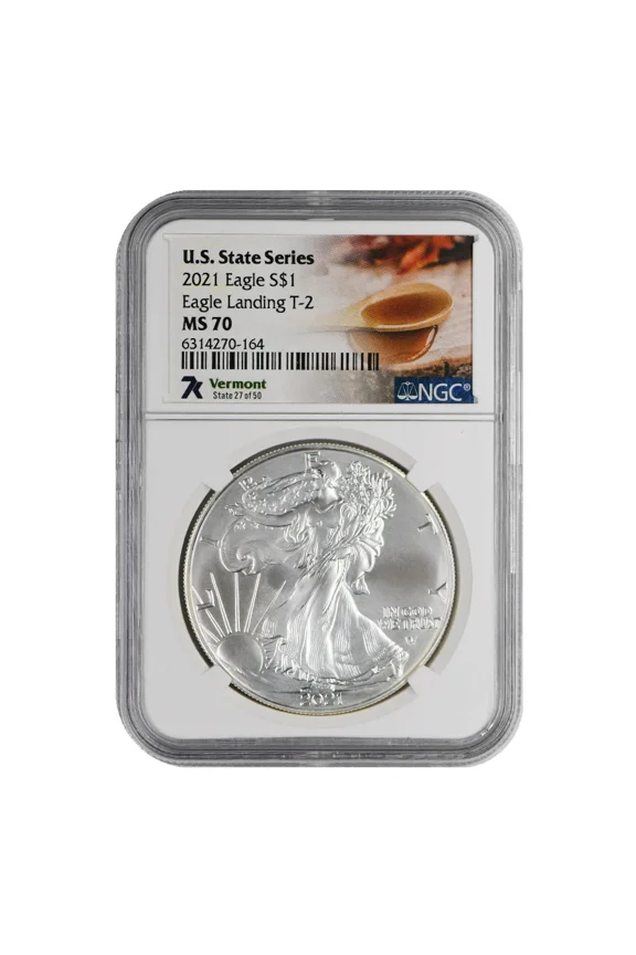 2021 1 oz American Silver Eagle NGC MS-70 U.S. State Series: Vermont