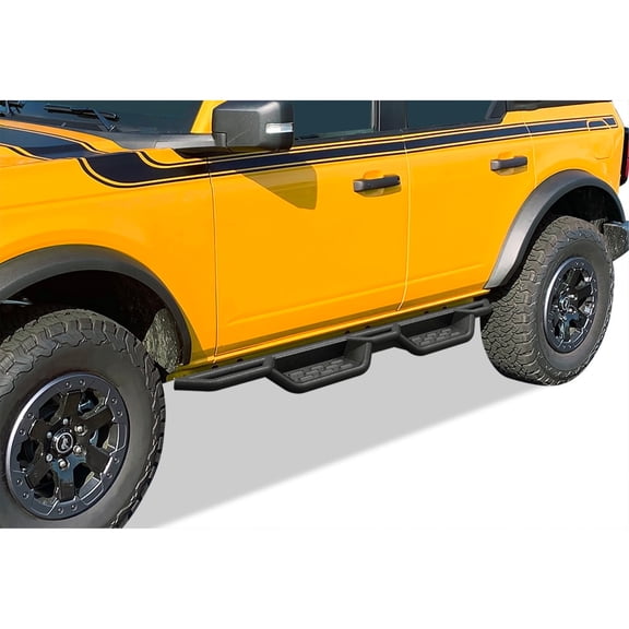 2021-2022 Ford Bronco 4 Door Carbon Steel Black Finish Round Tube Drop Style Side Step Nerf Bar