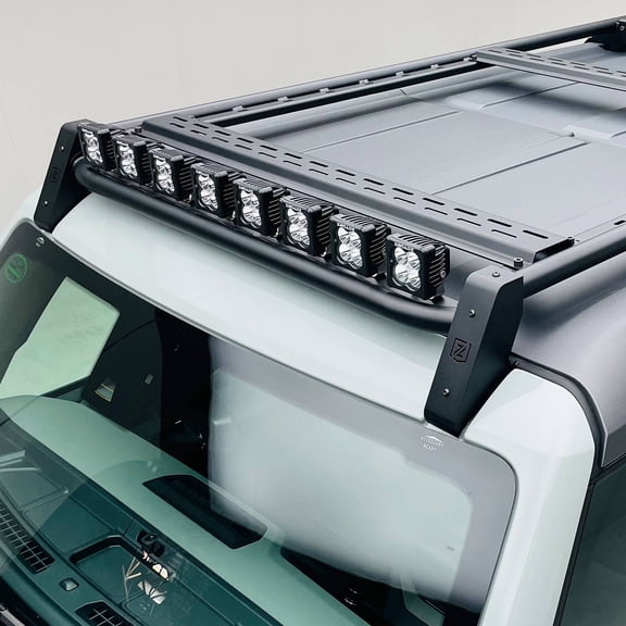 2021-2022 Ford Bronco Roof Rack with (8) 3 Inch LED Pods and (1) 30 Inch Single Row Slim Light Bar, 2 Door Model - PN #Z845221